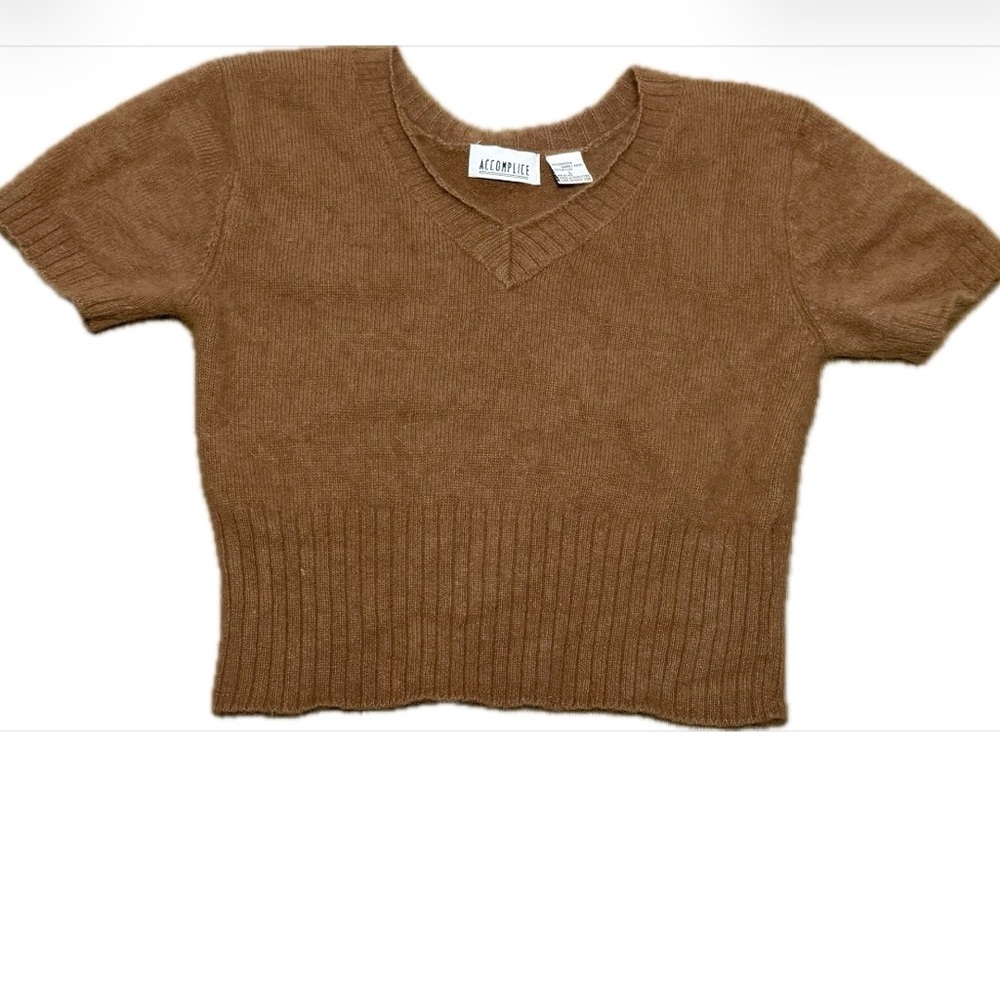 Vintage Accomplice Brown Angora Rabbit Hair Knit Sweater Top L